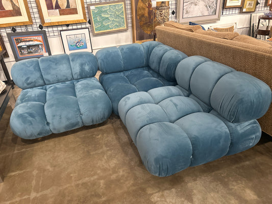 Rove Concepts - Blue Suede Sectional Sofa 73" X " 75