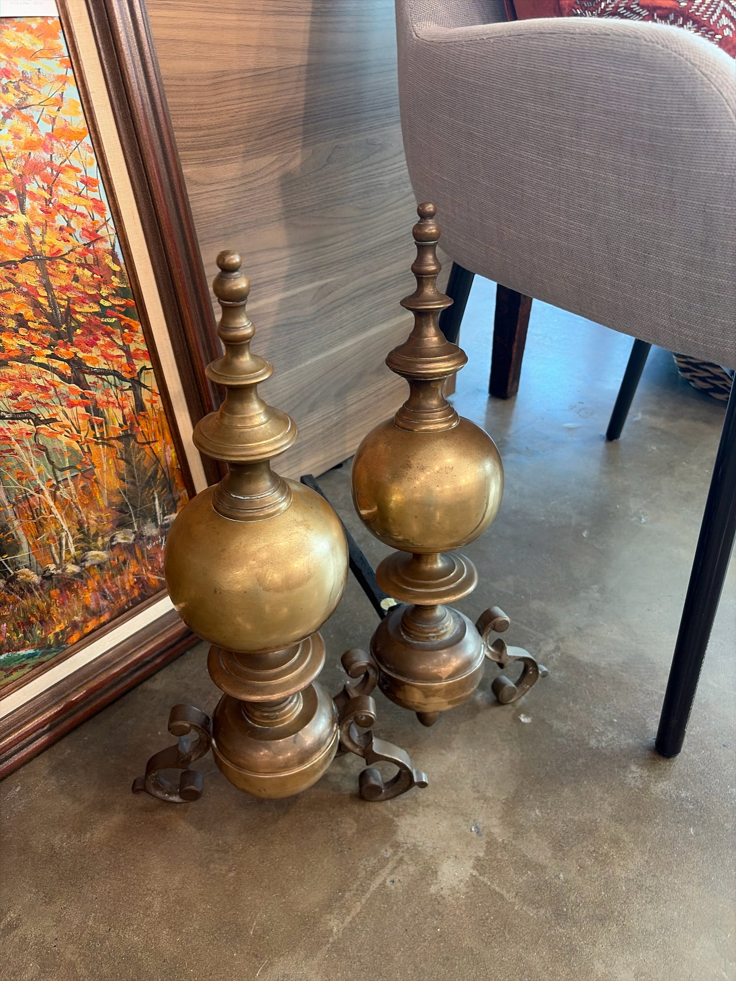 Pair Brass Andirons