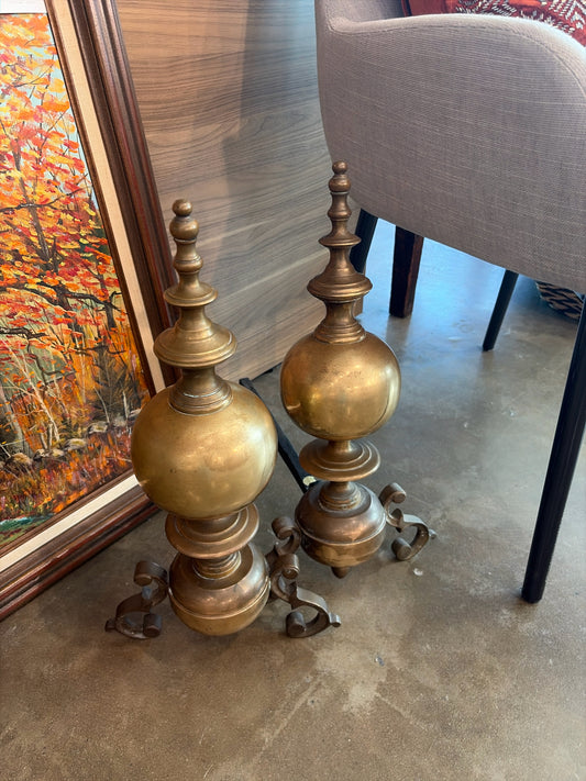 Pair Brass Andirons