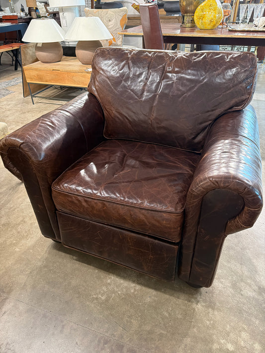 Restoration Hardware Brown Leather Recliner