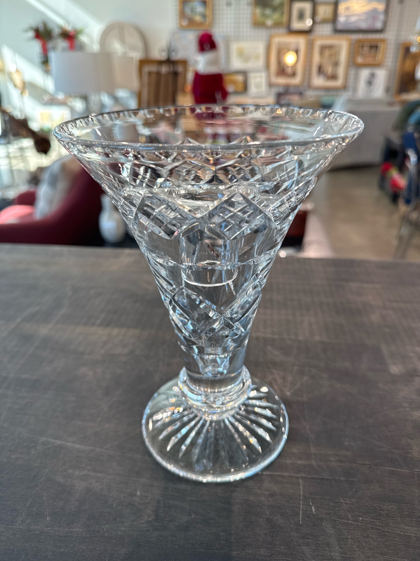 Stuart England Crystal 8" Vase with Frog Insert (signed)