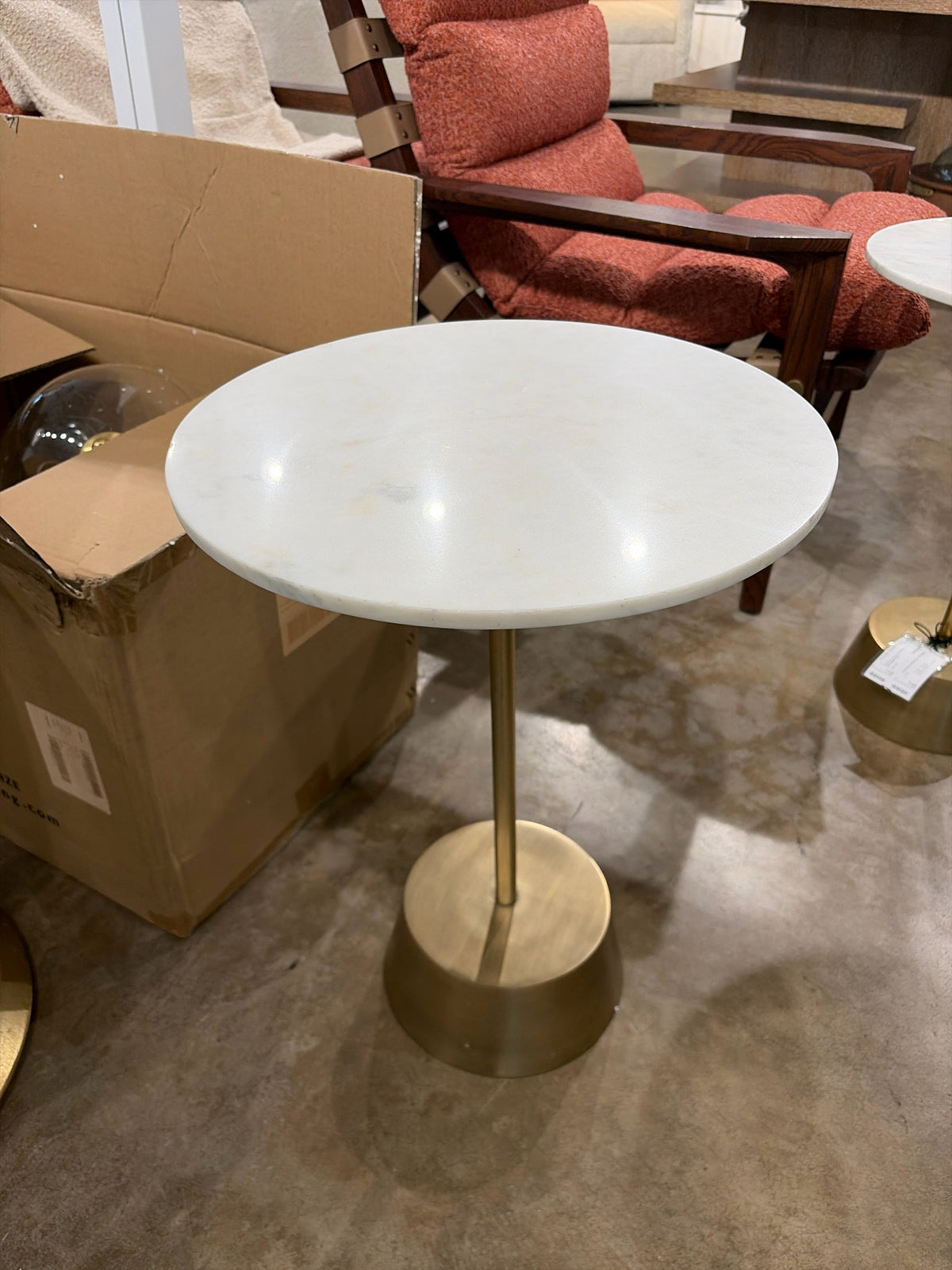 West Elm Maisie White Marble/Antique Brass Side Table