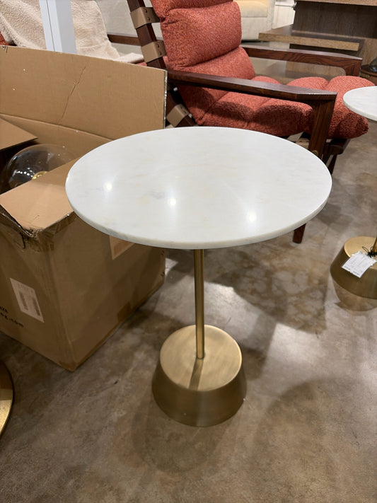 West Elm Maisie White Marble/Antique Brass Side Table