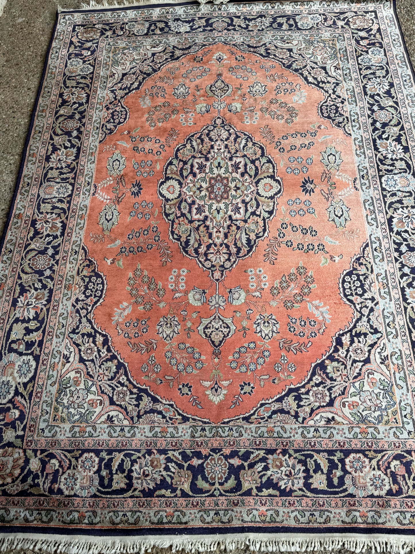 Hand Made Persian Silk Rug in Purple/Peach 6' x9'