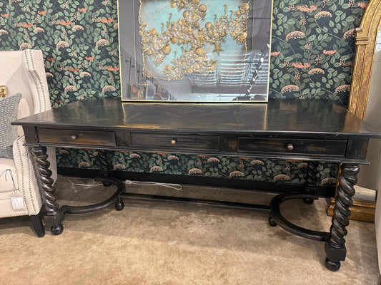 Furniture Classics Ltd. Black Barley Twist Desk 3 Drawers
