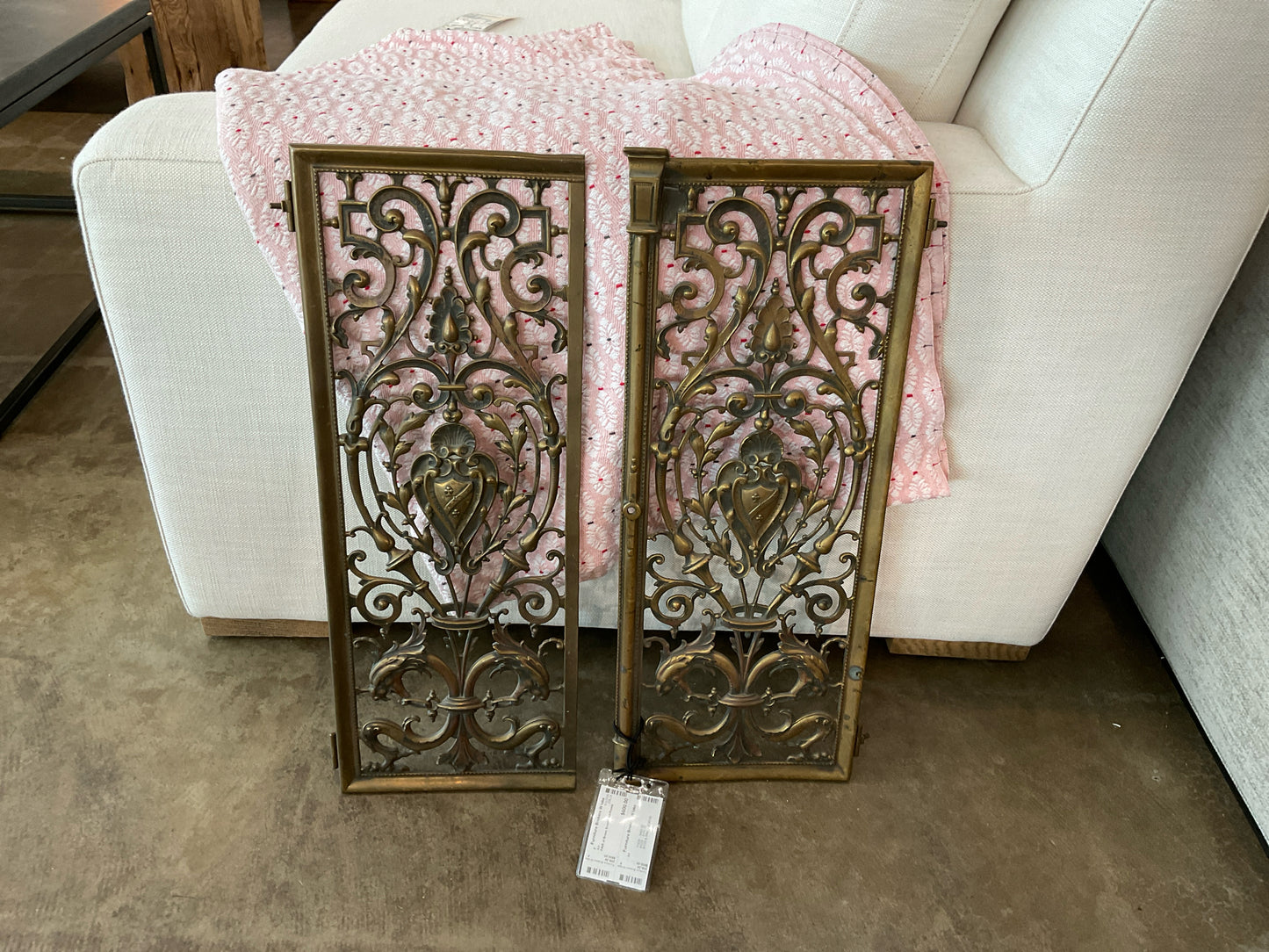 PAIR of Brass Scroll, Wall Panels