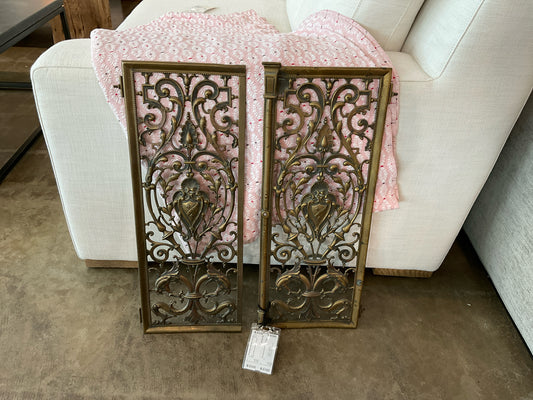 PAIR of Brass Scroll, Wall Panels
