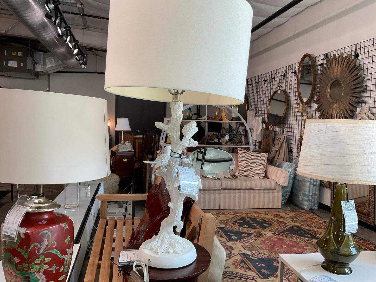 Whimsical White Bird Lamp w/ White Shade