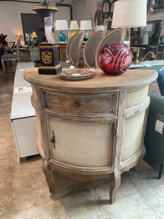 French Country Demi-lune Chest 1-drawer Burlap Accents 36"x18"33"
