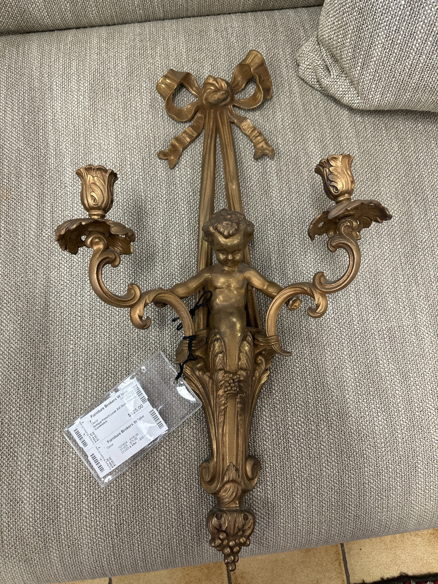 Antique French Louis XVI Style Cherub Candelabra