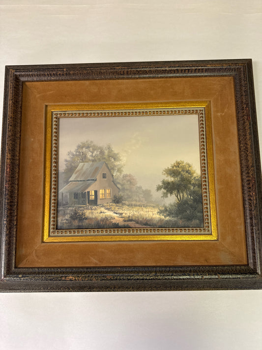 Original Oil of Ranch by Texas Artist Barry Shadrock (signed, 17" x 15")