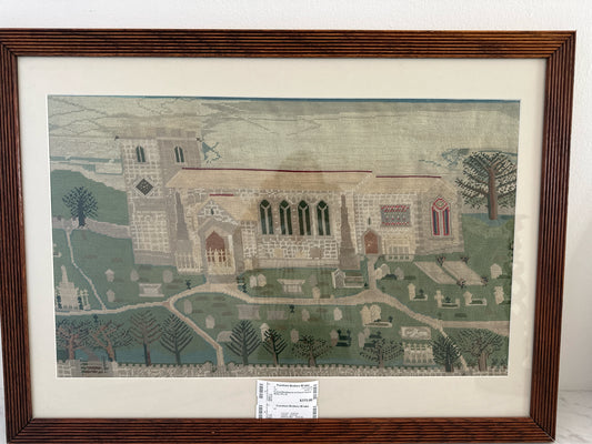 Framed Needlepoint of Church Yard in Wales 30 x 22