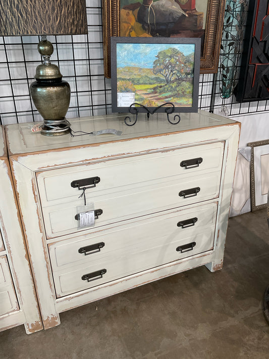 Ethan Allen, Ming File Cabinet - Distressed Aged Bisque 39 x 18 x 34H