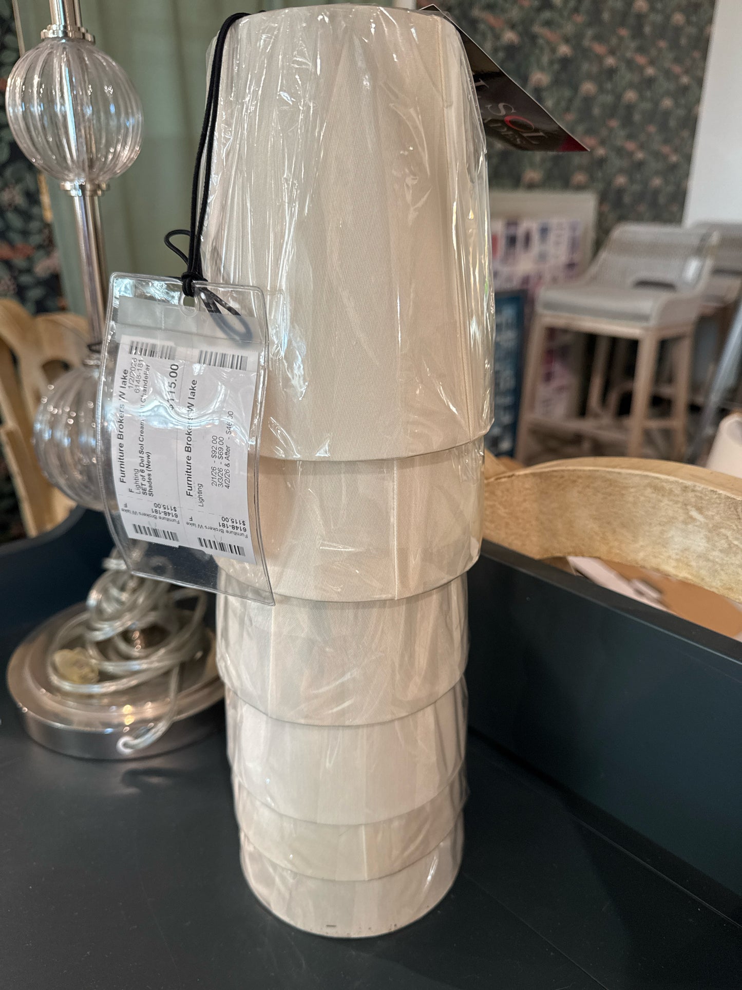 SET of 6 Del Sol Cream Tall Chandelier Shades (New)