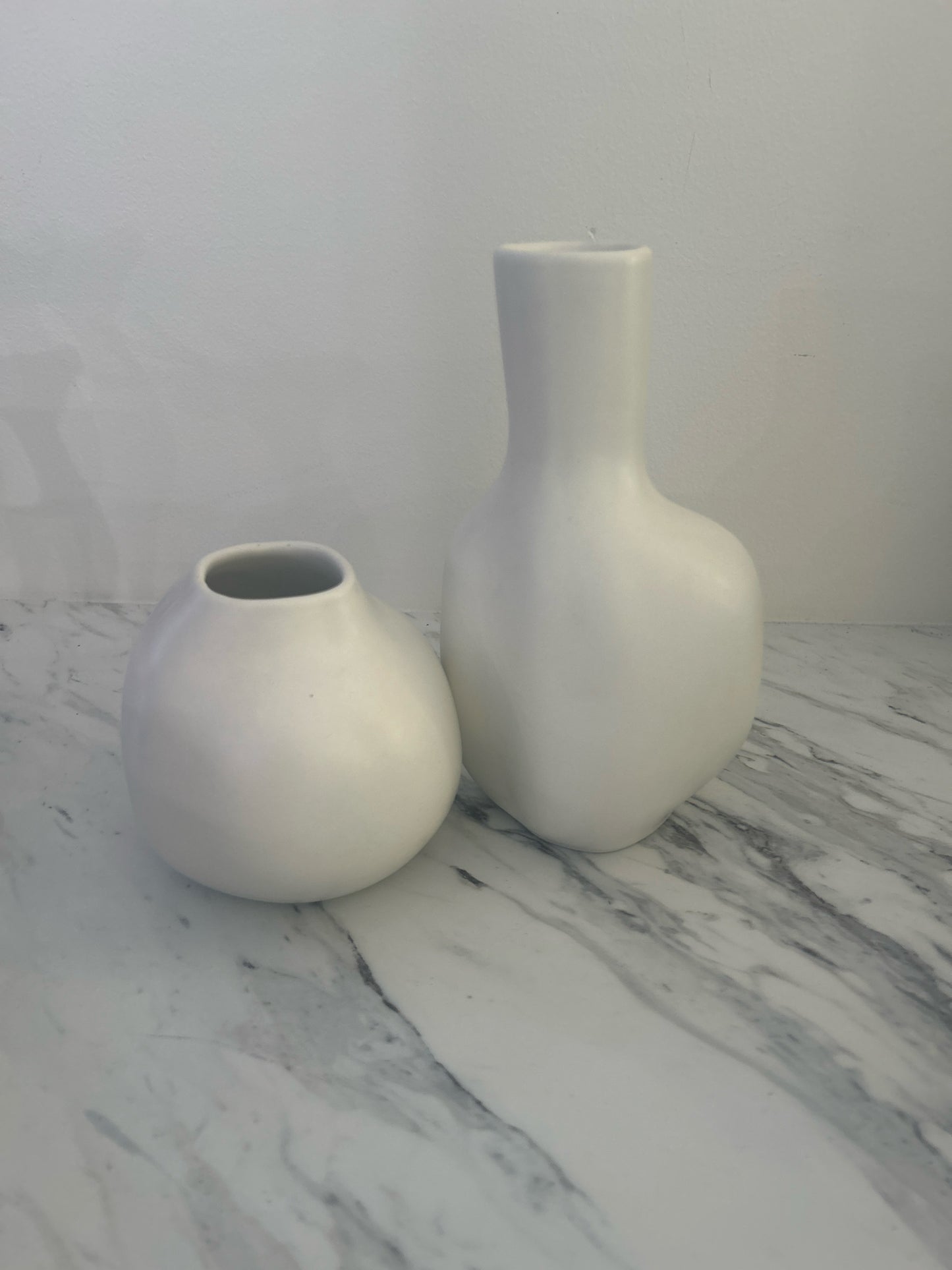 Pair Room & Board Vases White Ceramic 'Haand"