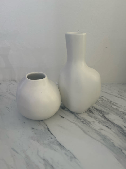 Pair Room & Board Vases White Ceramic 'Haand"