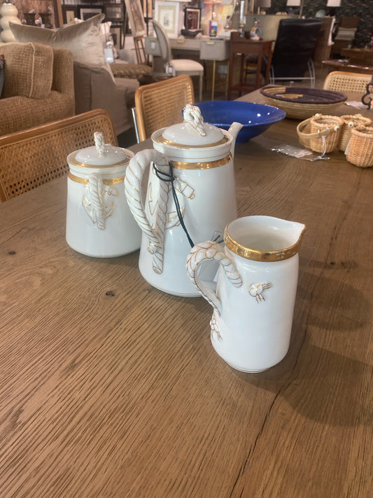 Haviland Limoges SET Anchor Sugar, Cream & Coffee