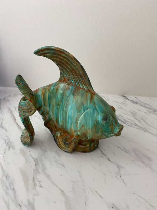 Ceramic Fish Brown & Teal