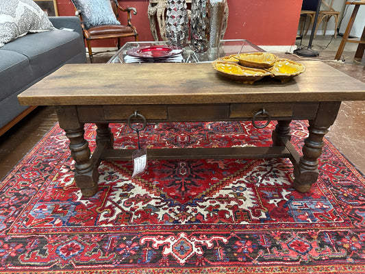 Oak Coffee Table w/ 2 Drawers 47W x 17D x 18H