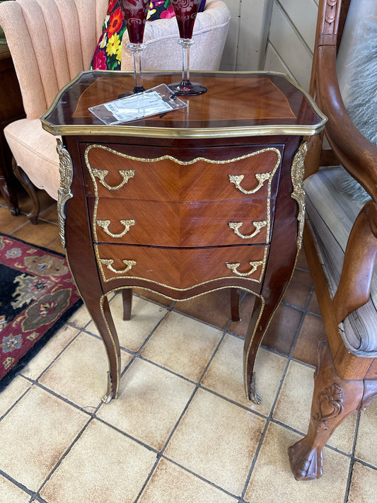 French Louis Reproduction 3 Drawer End Table