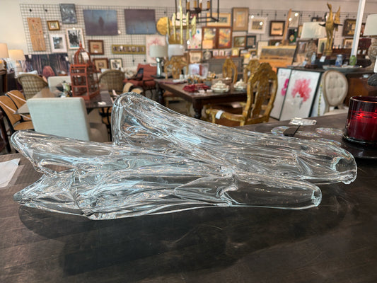 PAIR Hand Blown Clear Glass Art Sculptures