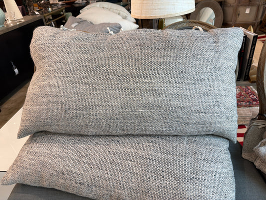 PAIR Four Hands Oversized Blue/Gray Pillows w/ Inserts & Ties