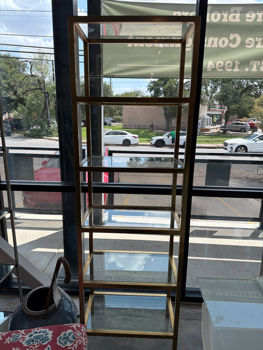Brushed Gold/Glass 5 Shelf Etagere 23w X 14d X74h