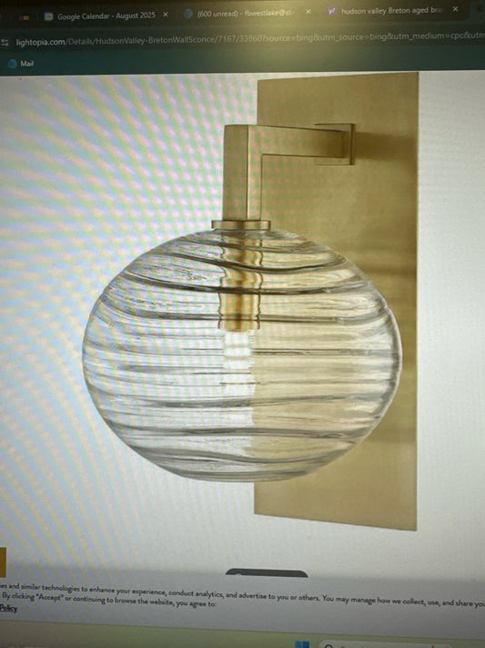 NIB Hudson Valley "Breton" Aged Brass Wall Sconce
