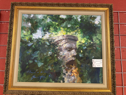Sign/Orig Marcus Hodge  of Stone Face Monument in Gold Frame 32 x 28