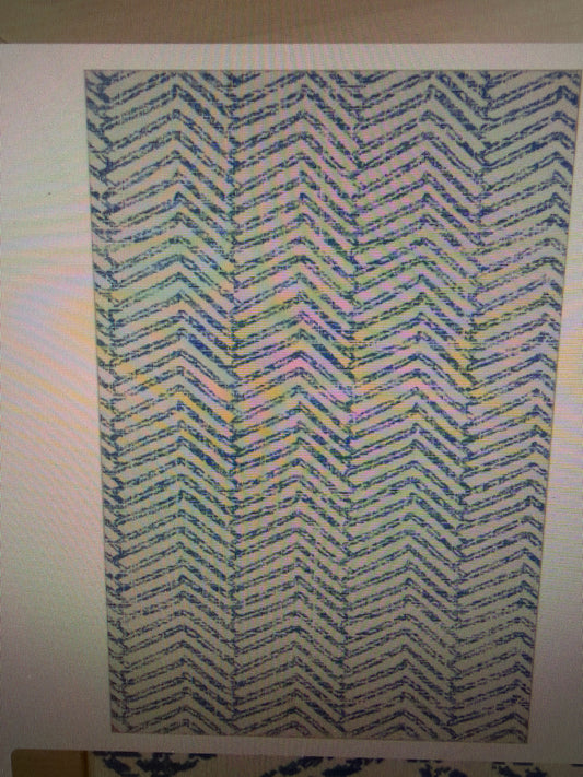 Revel Washable 9 x 12 Blue/White Geometric Rug