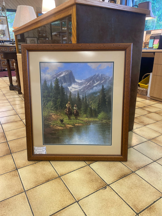 G. Harvey Print Stamped Wood Frame - Trail Riders on Mountain 27"x30"
