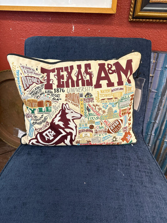Catstudio Hand Embroidered Pillow Aggie (Texas A&M)