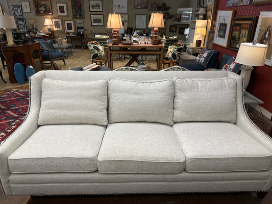 Louis Shanks 3 Cushion Cream Sofa w/ Nailhead Detail