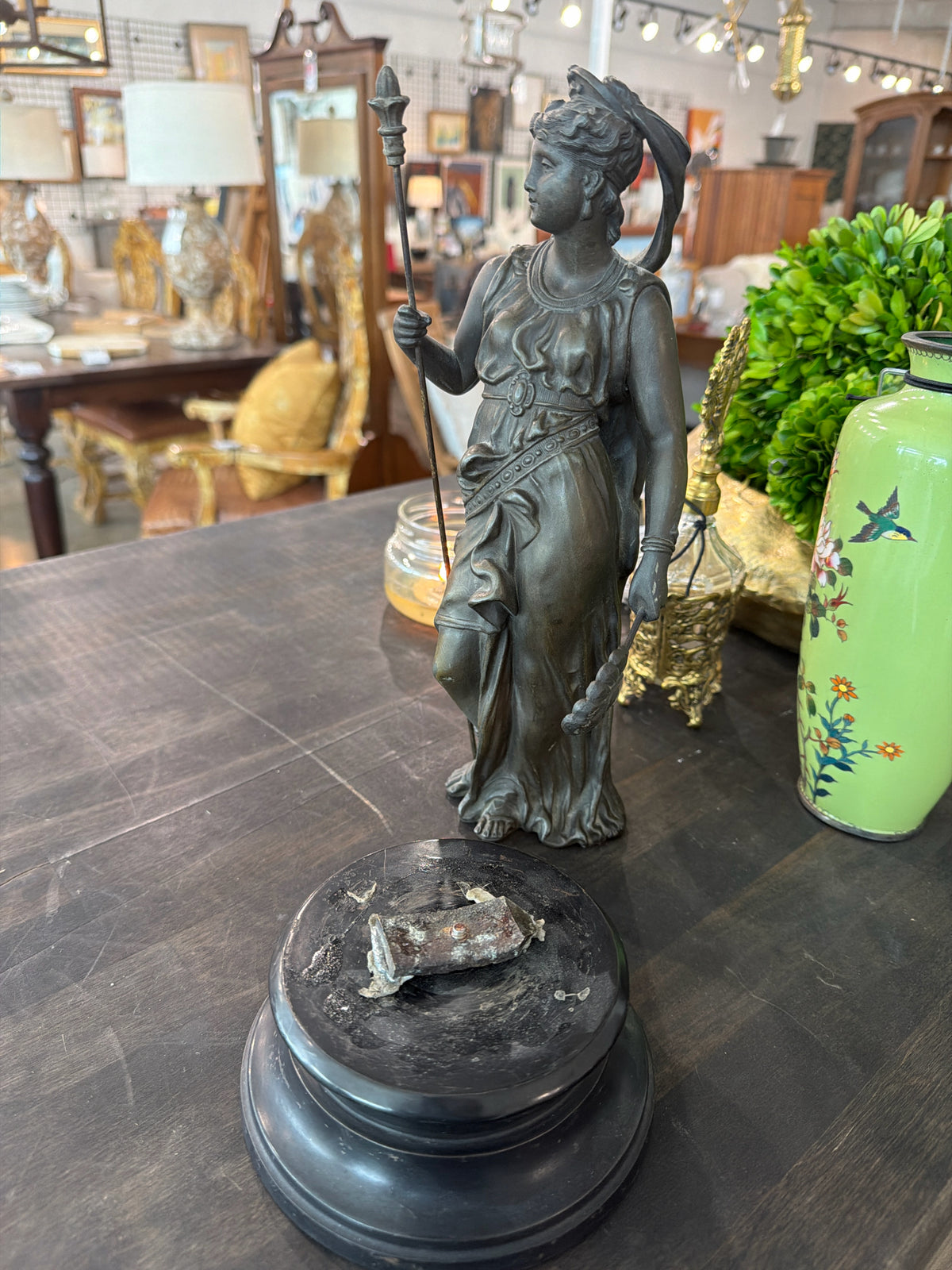 Late 1800's Bronze Spelter Sculpture w/ Broken Stand