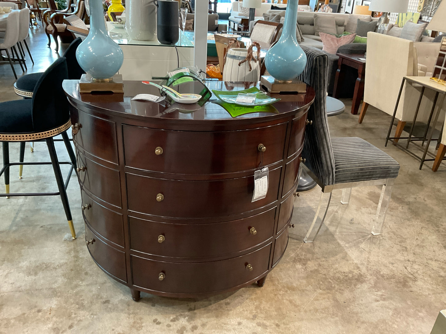 Baker- Jefferson Collection Demilune Cabinet 43 w X 22d X 35h