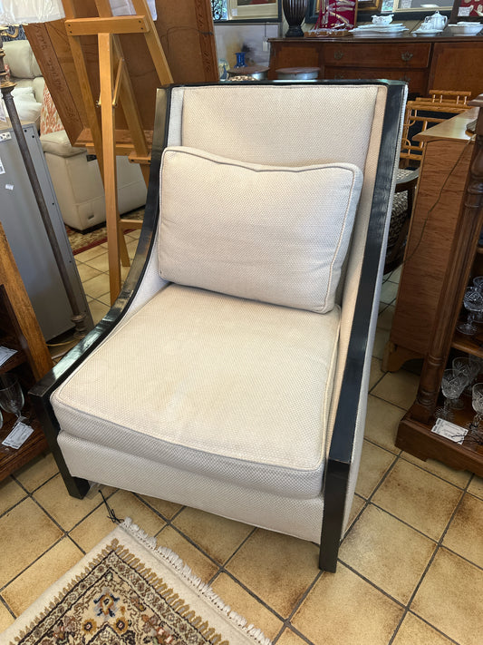 Baker Custom Made Cream Upholstery/Black Wood Side Chair