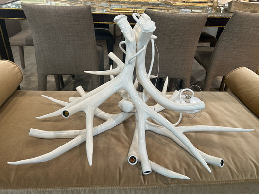 Roll & Hill 8-Light White Antler Chandelier