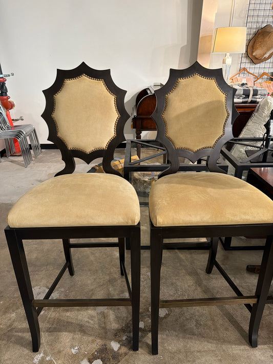 PAIR COM William Switzer Galaxy Bar Stool- Suede/Beechwood