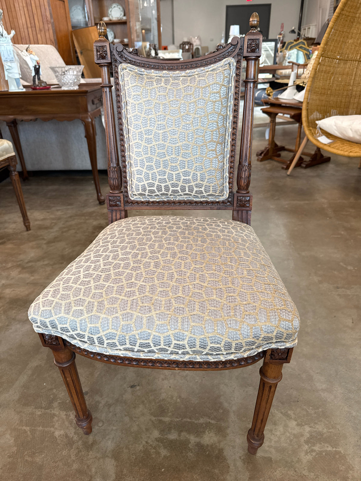 Vintage Eastlake Style Side Chair w/ New Custom Kravet Calico Series Upholstery