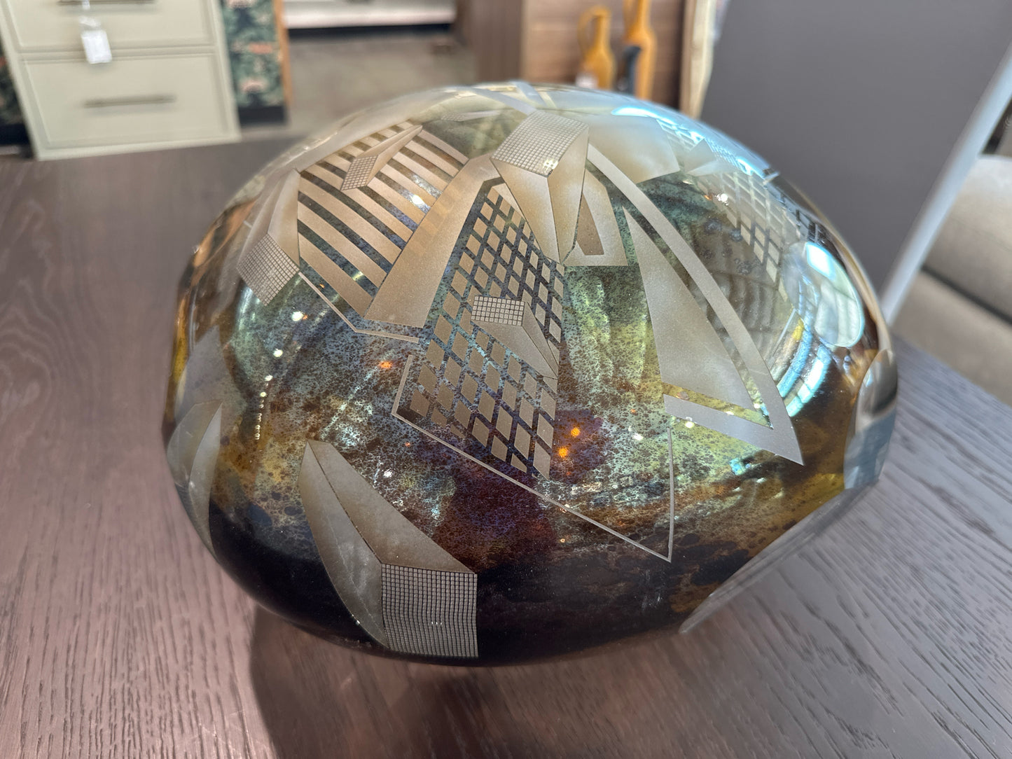 Amber Topaz Blown Glass Sculpture "Z.A.O.F." 6-22-88 by David Schwarz