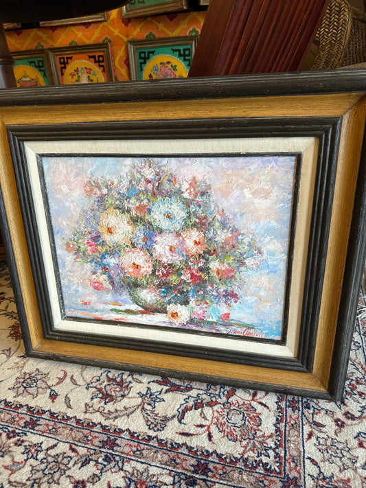 Original Oil Impressionist Flower Bouquet by Texas artist (signed, 24" x 20")