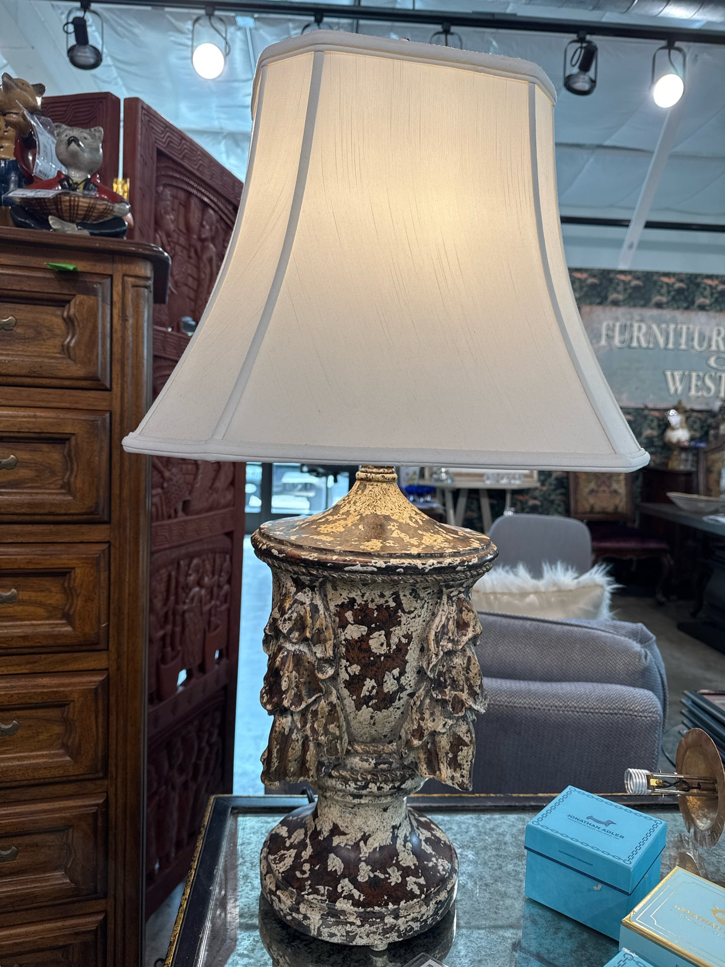 Uttermost Salerno Ivory and Walnut Table Lamp with Shade