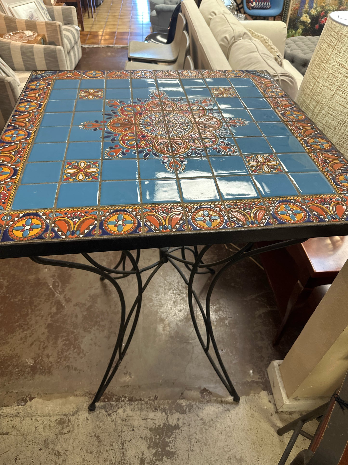 Mosaic/Metal Base High Top Table