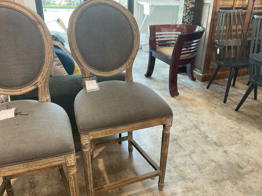 Paige Round Back Upholstered Counter Stool, Grey 26"H Seat