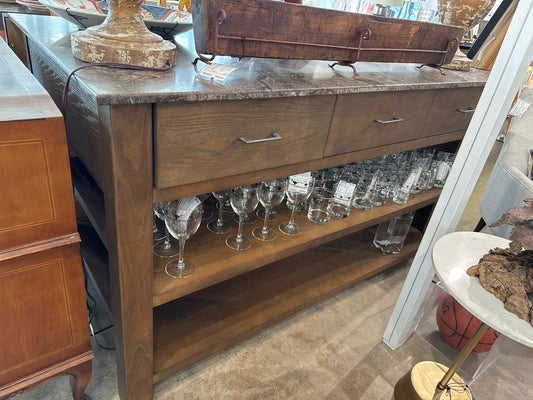 LIKE NEW Four Hands, Davina Extendable Kitchen Island - Marble Top