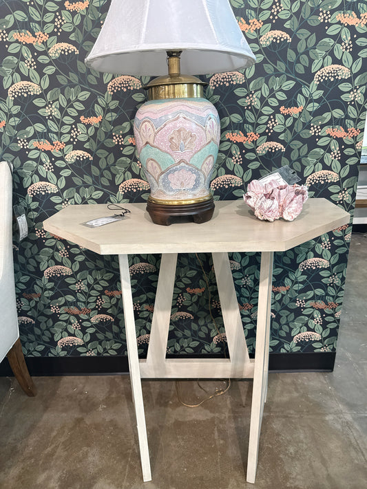 Cream Painted Wood Side Table 5 Sides
