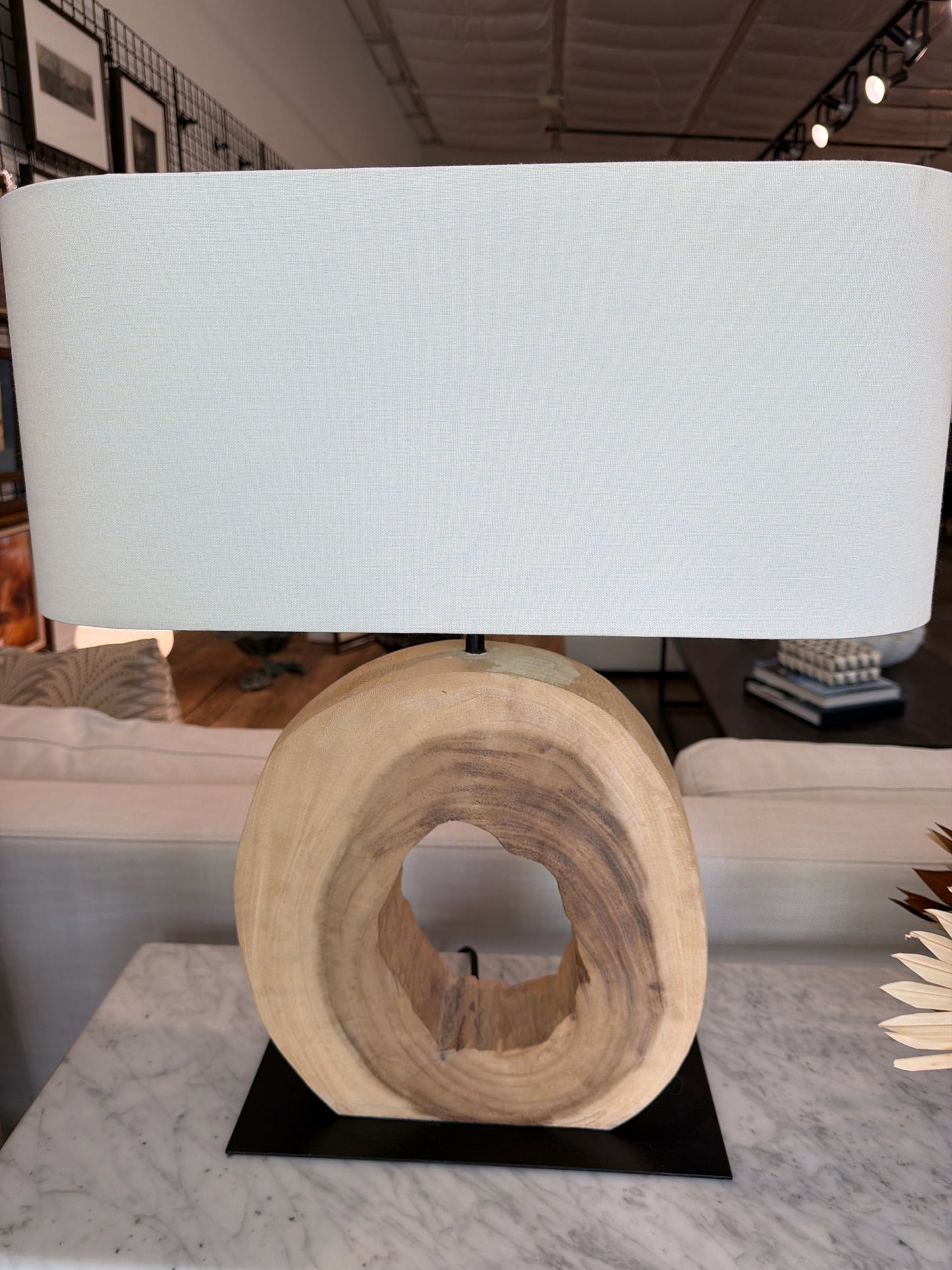 Orion Nathan Wood Circle Lamp w/ Metal Base