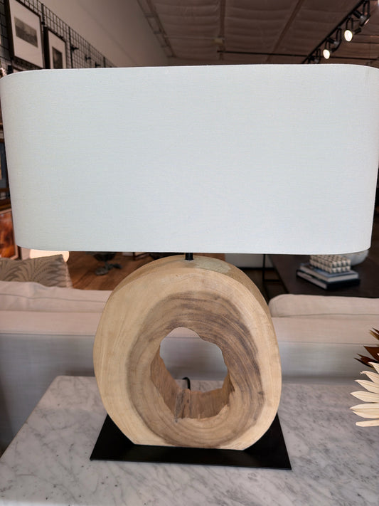 Orion Nathan Wood Circle Lamp w/ Metal Base