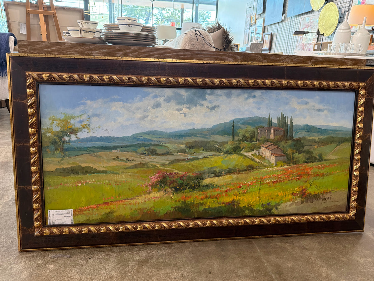 Italian Artist Raffandery of Landscape in Heavy Frame 54 x 27