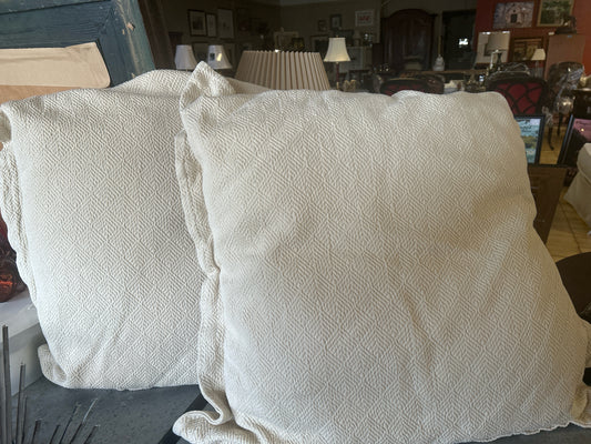 PAIR Of Peacock Alley European Shams Taupe With Pillow Insert